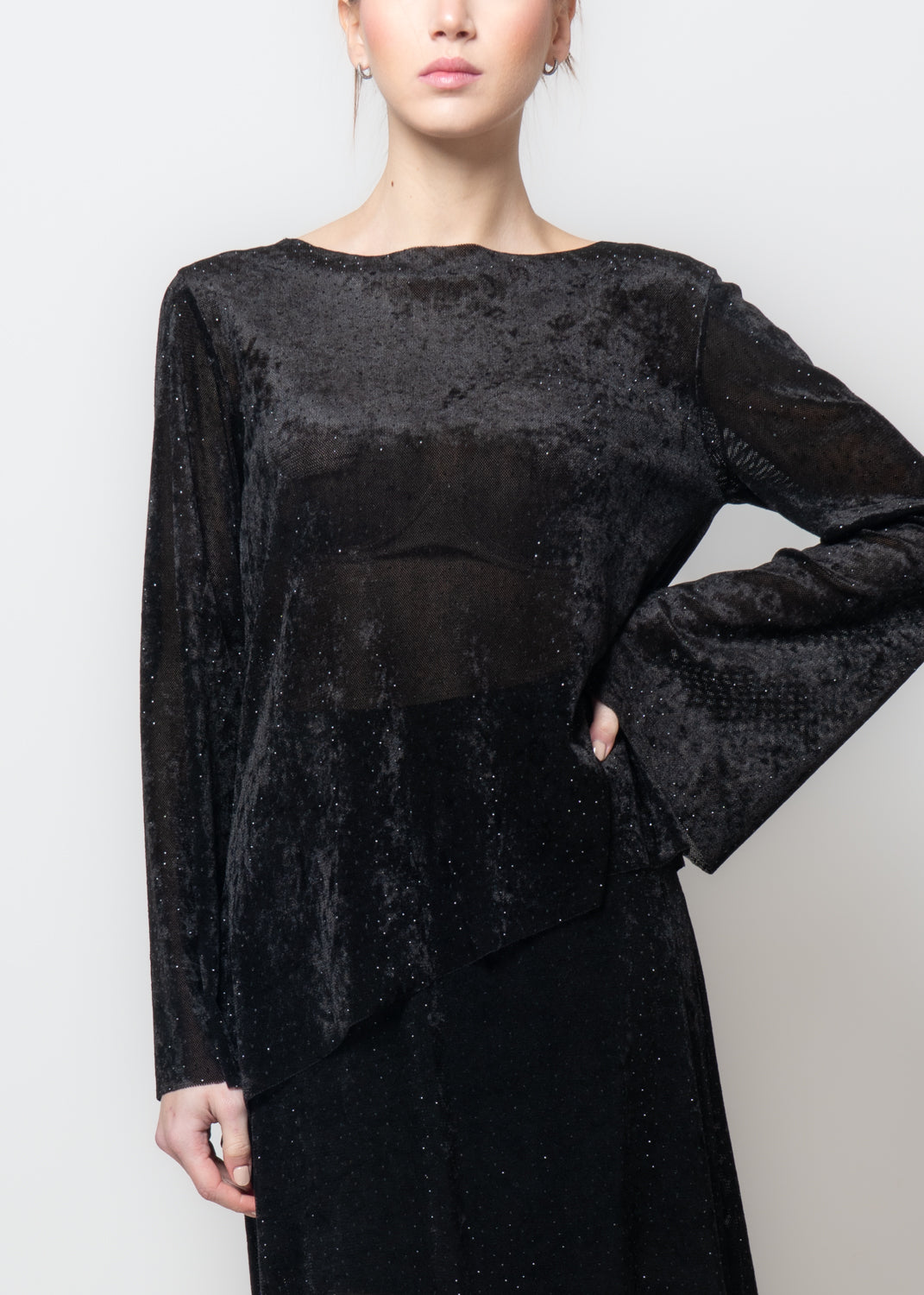 Blusa in ciniglia con punti luce