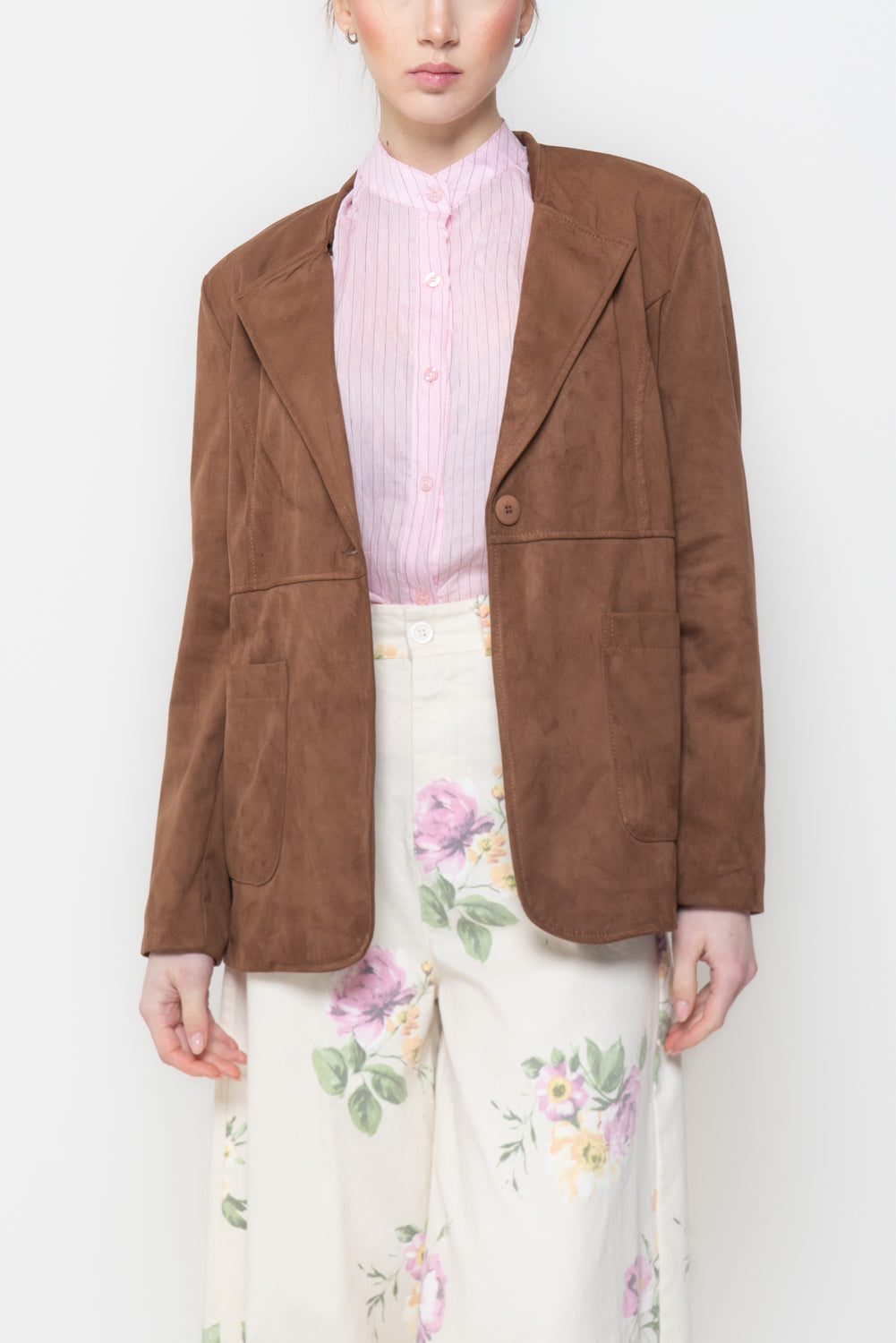 Giacca in suede con cuciti