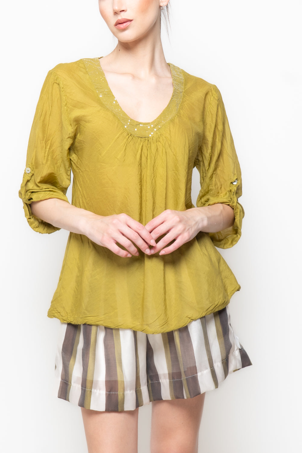 Blusa con Scollo a V e Paillettes