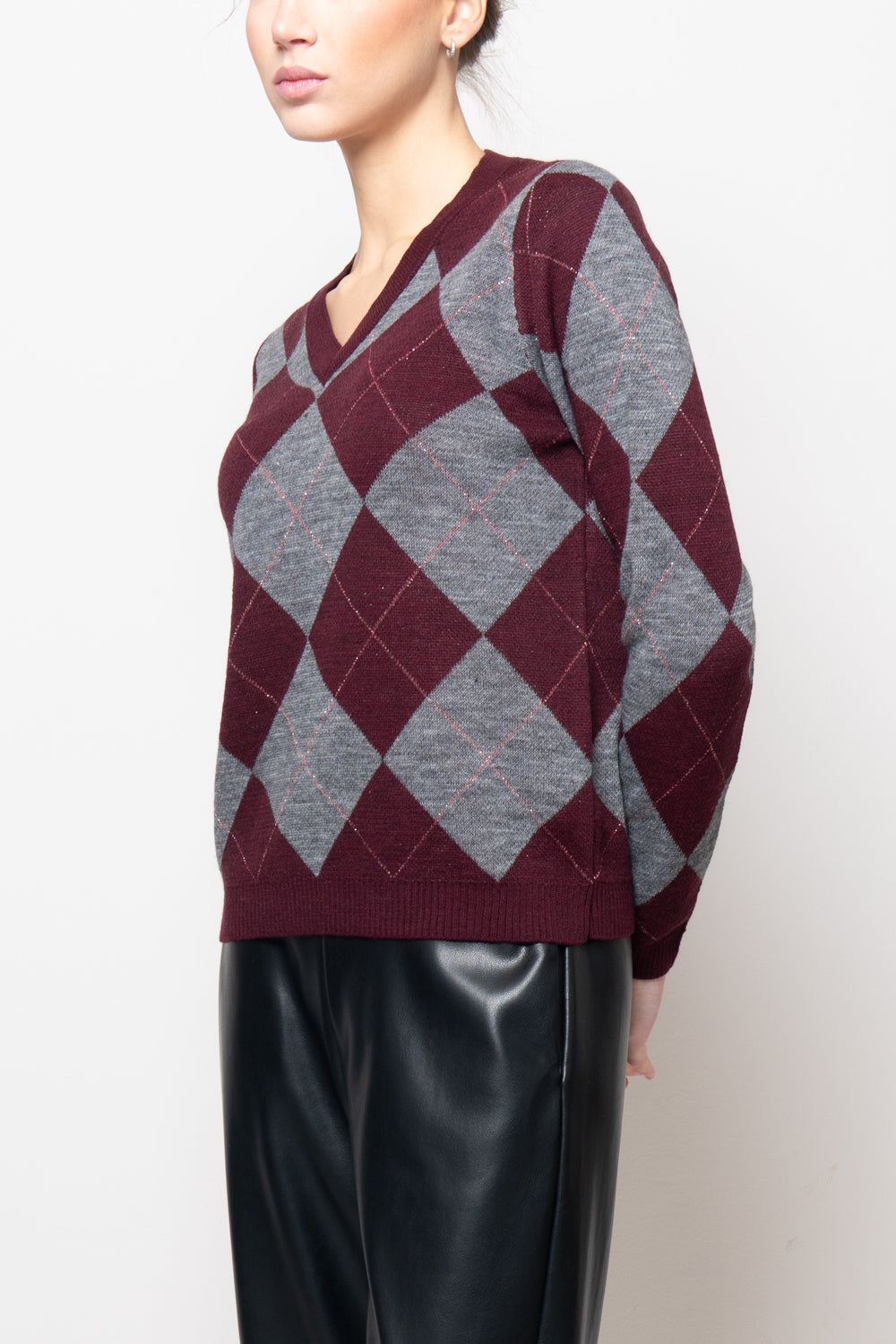 Maglia a rombi scollo a V