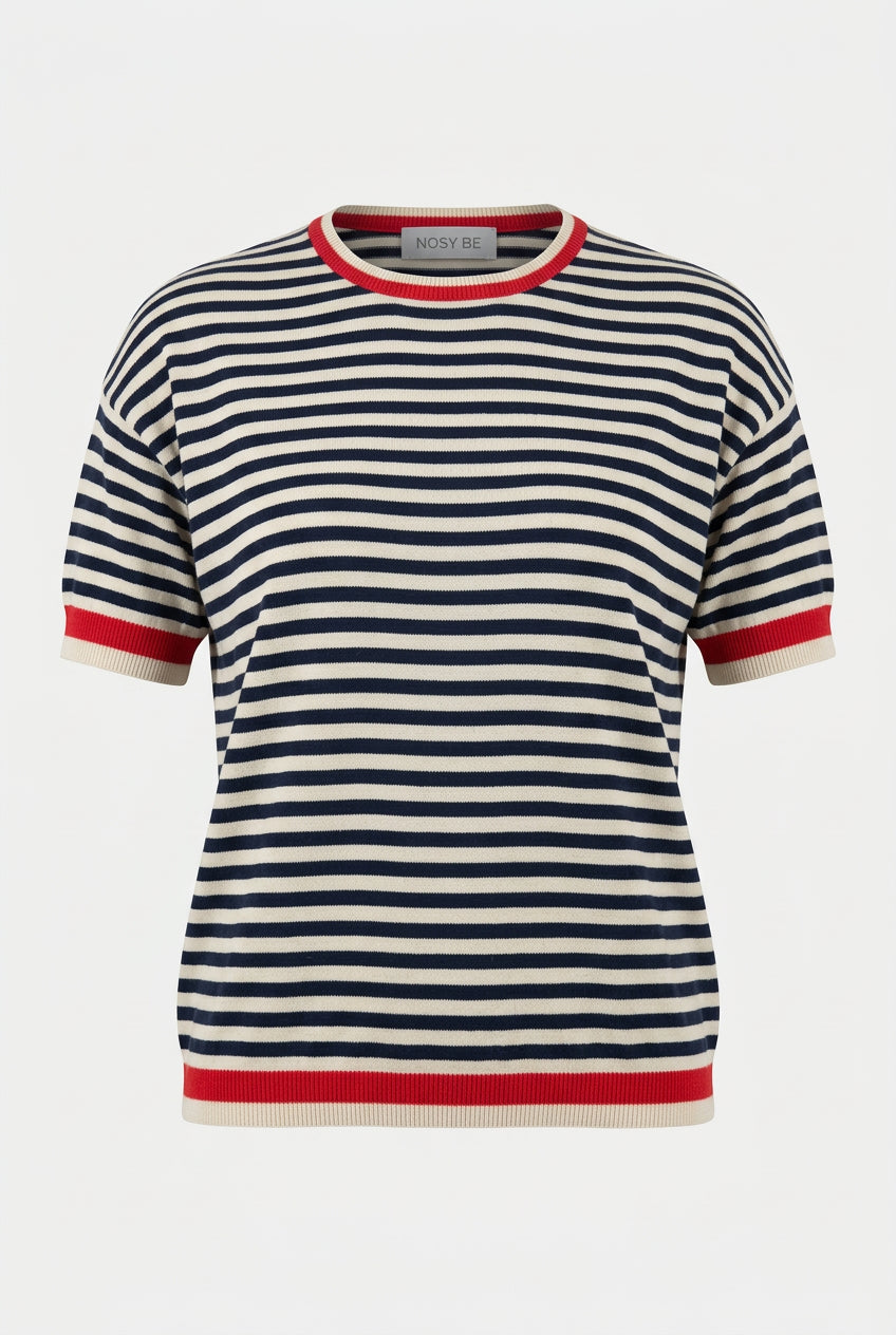 T-shirt in maglia a righe in cotone