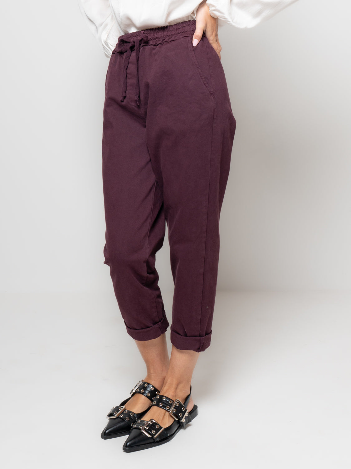 Pantalone baggy in gabardina