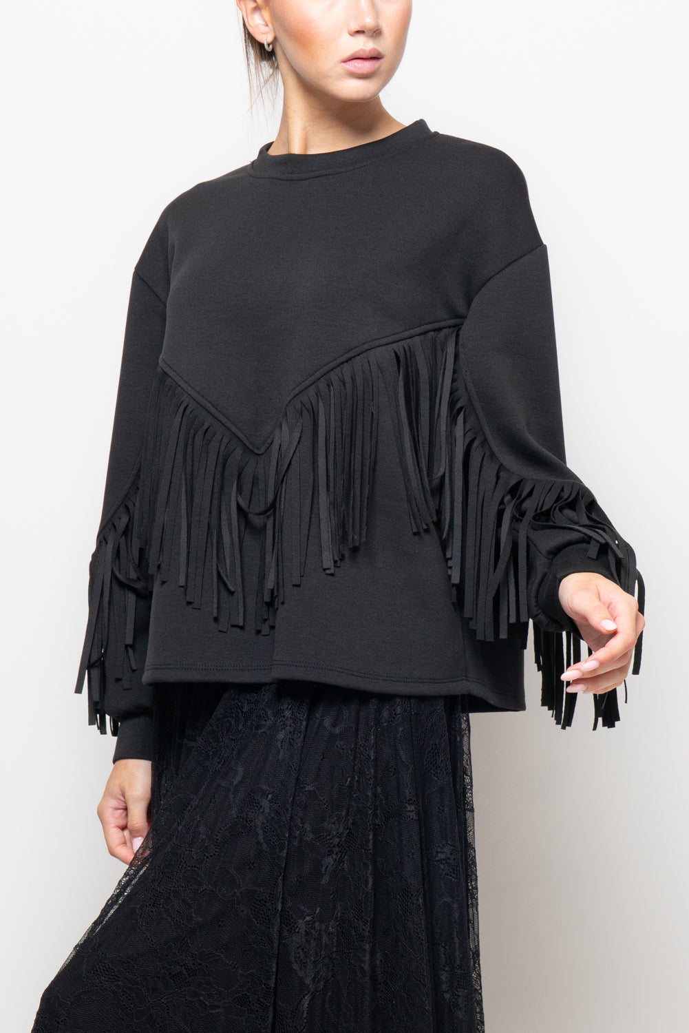 Felpa over con frange