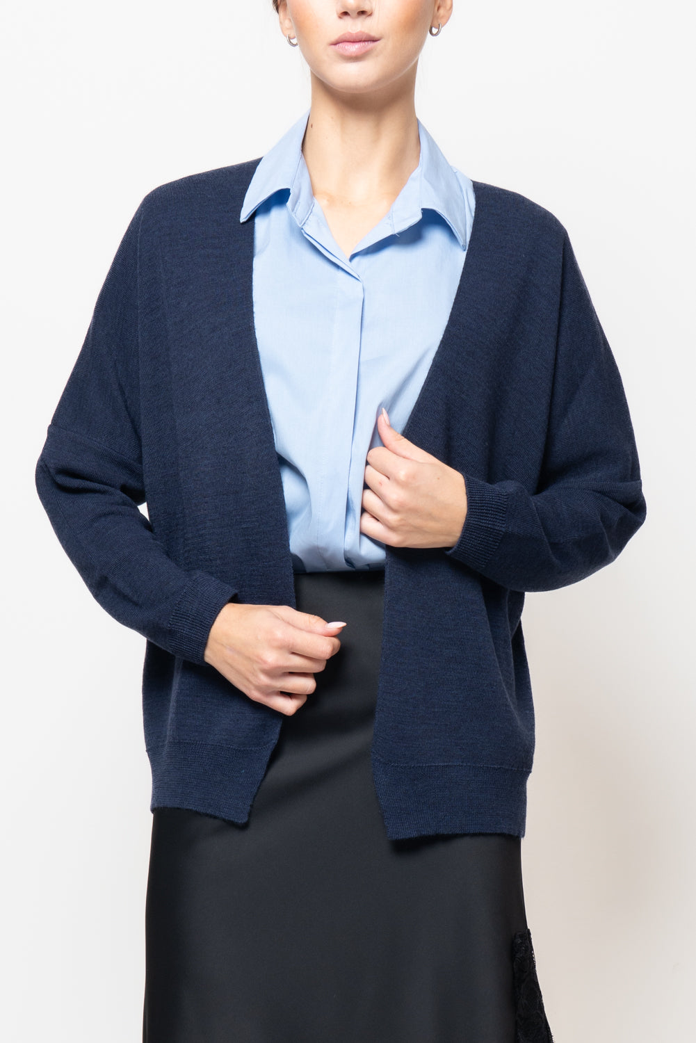 Cardigan in misto lana con spacchi