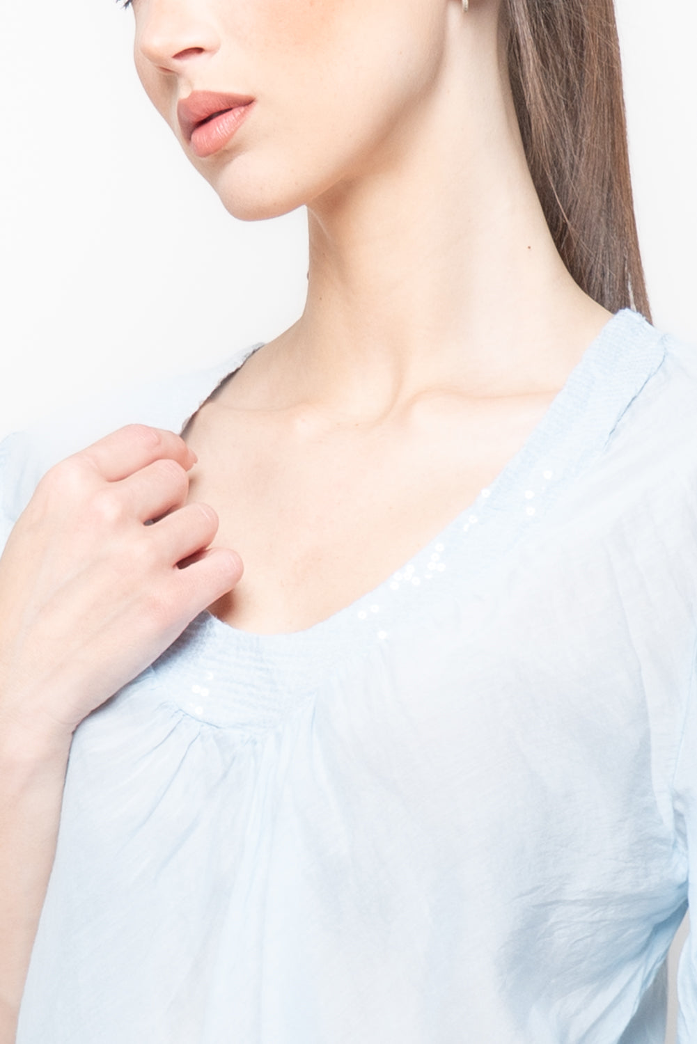 Blusa con Scollo a V e Paillettes
