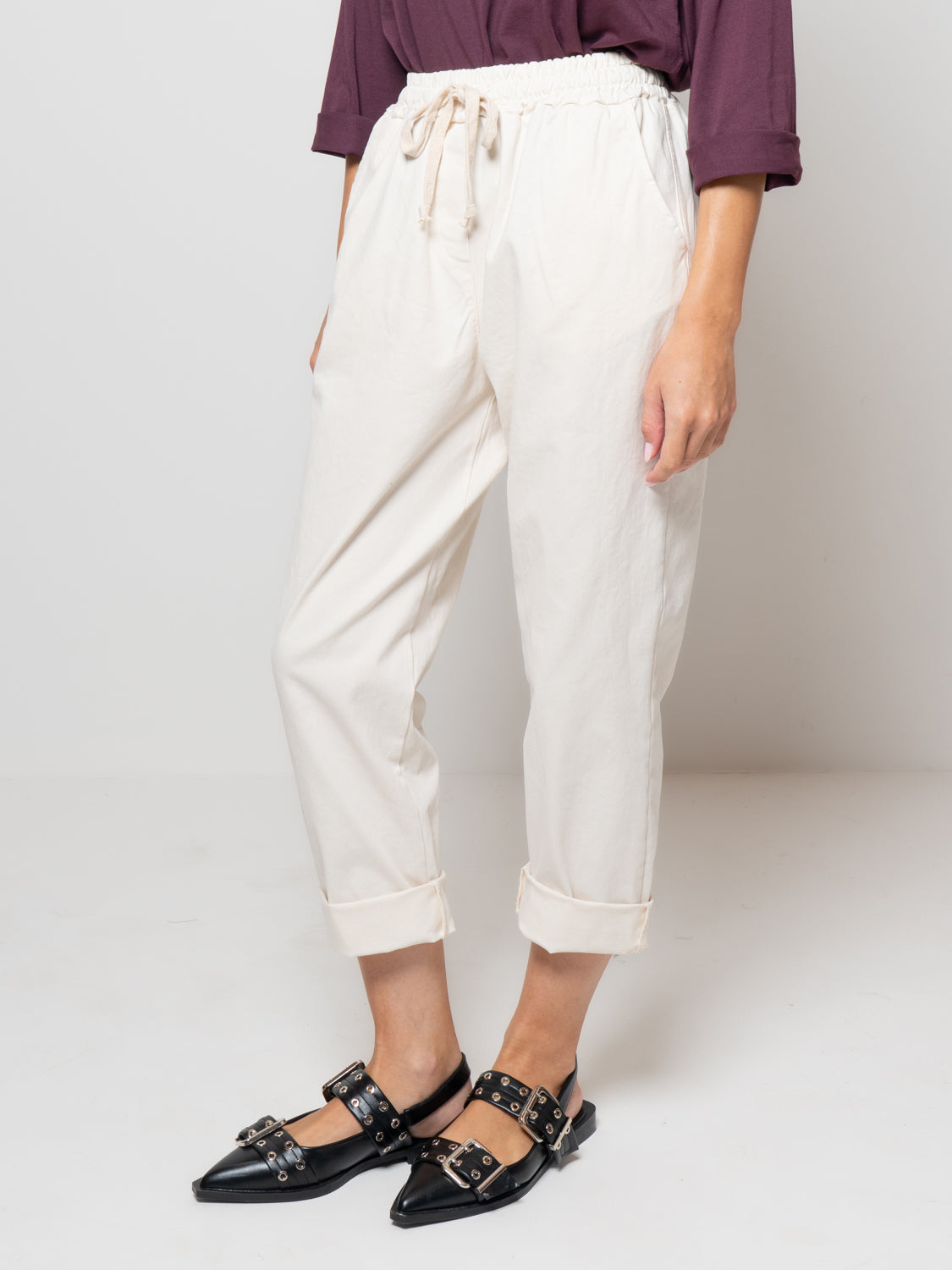 Pantalone baggy in gabardina