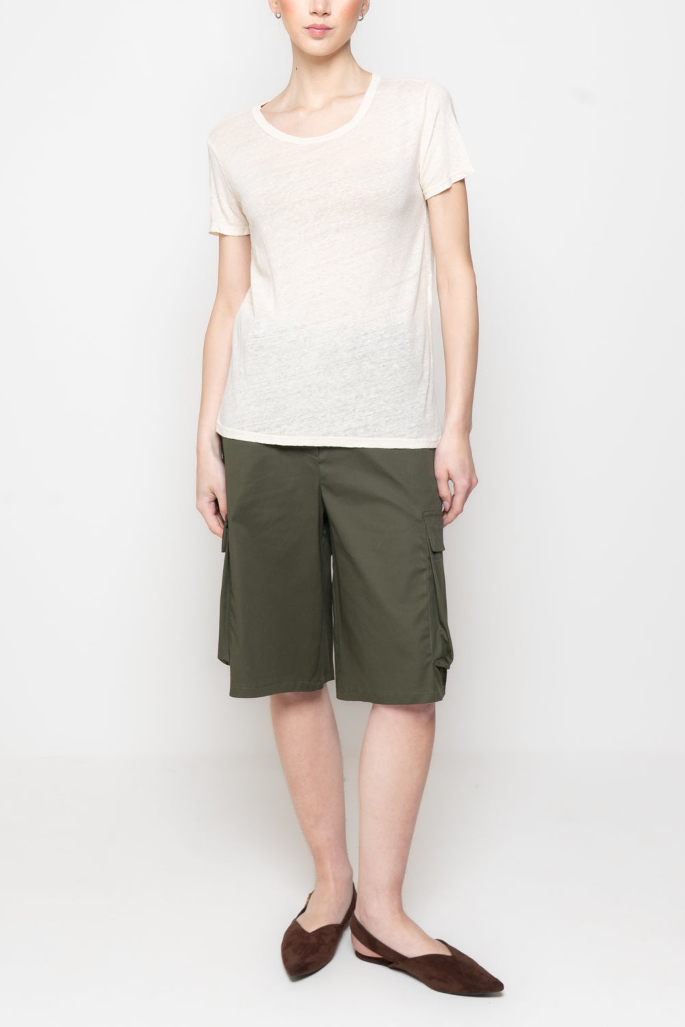 T-shirt paricollo 100% lino