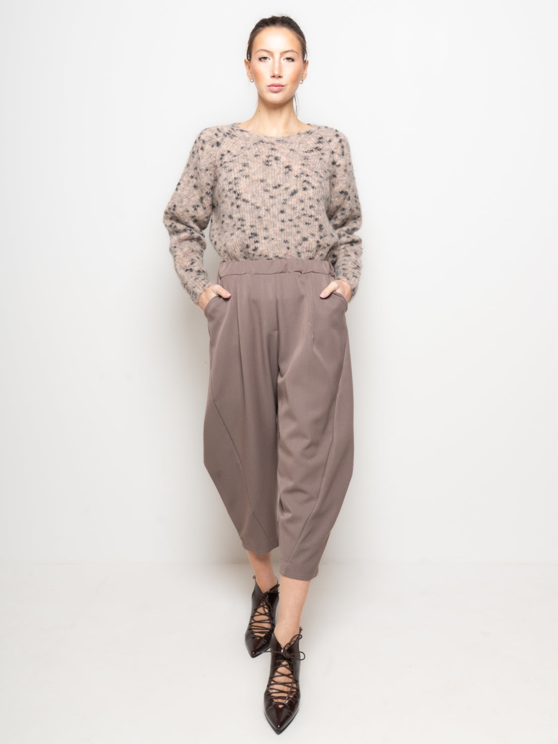 Pantalone baggy vita alta