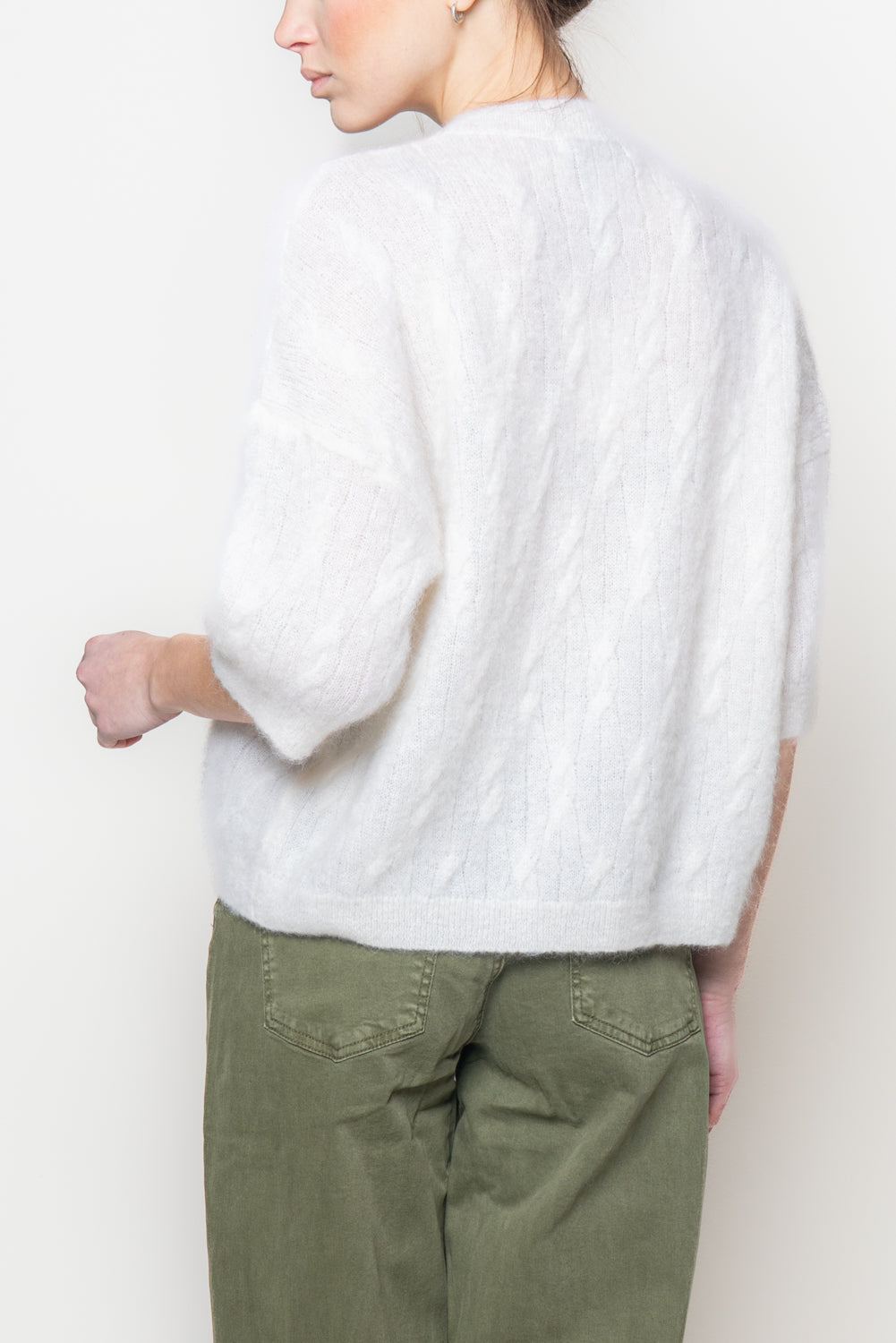 Maglia a treccia in superkid mohair