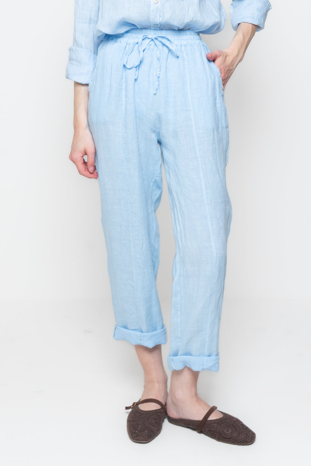 Pantaloni in Lino con Coulisse