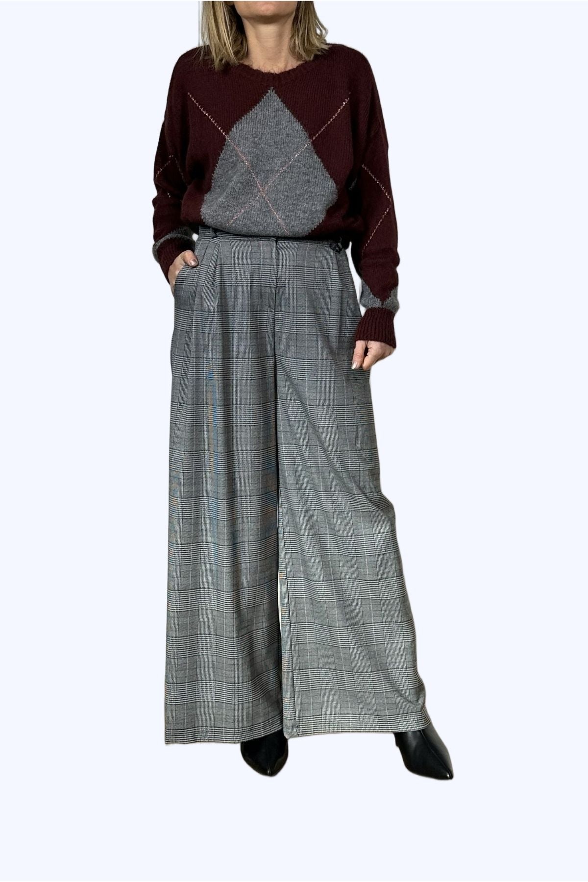 Pantaloni a palazzo a quadri