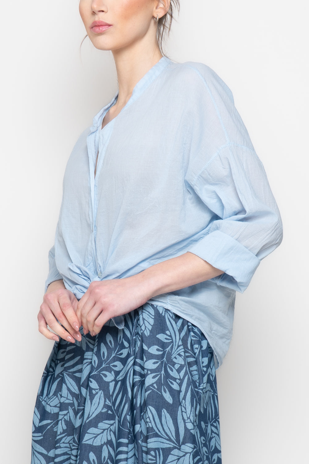 Camicia Oversize con Scollo alla coreana