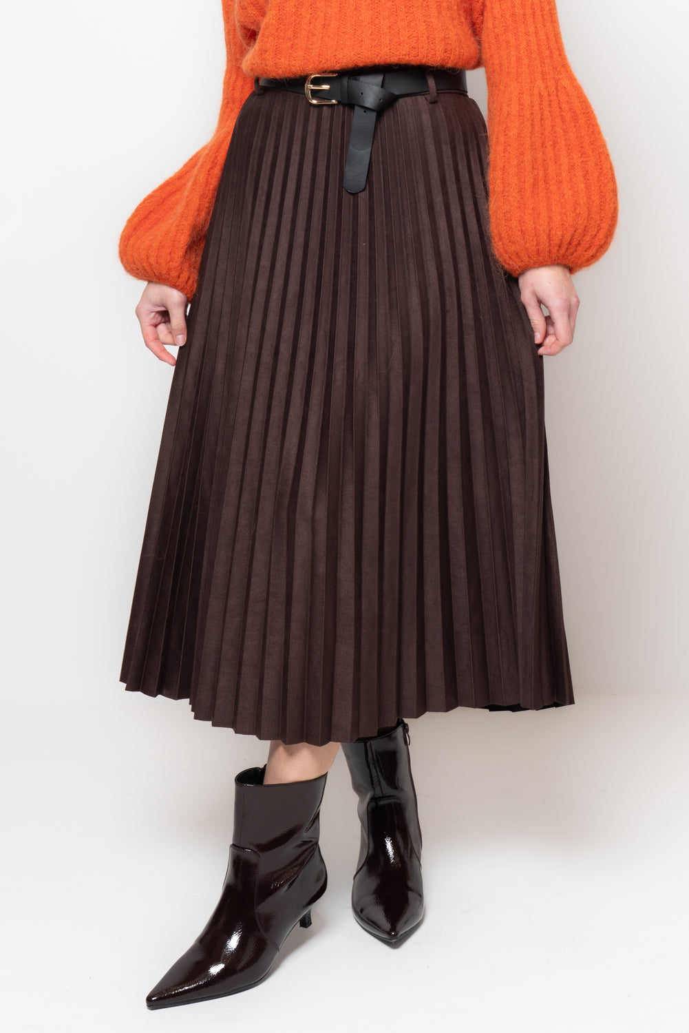 Gonna plissè in suede