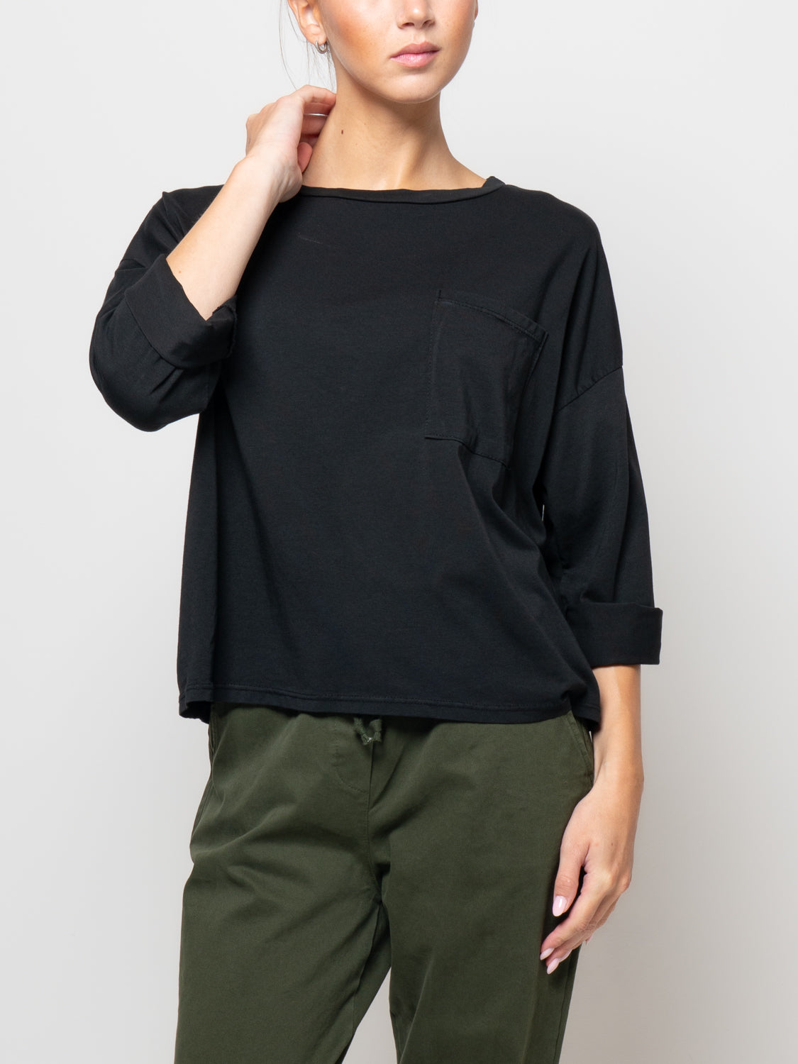 T shirt a manica lunga con tasca