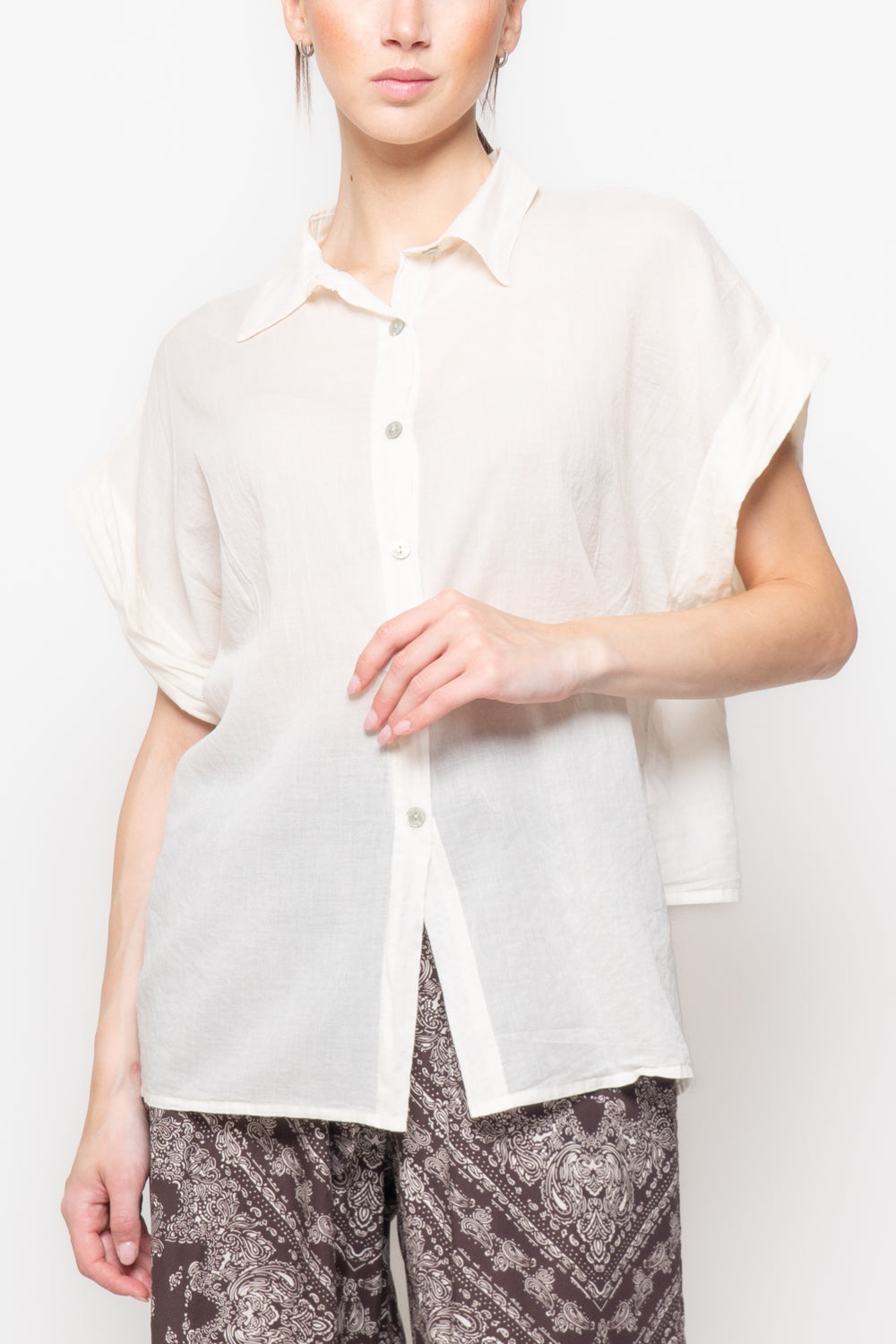 Camicia Ampia a Maniche Corte Taglio Kimono