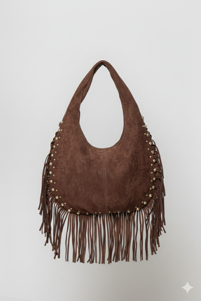 Borsa con frange e borchie