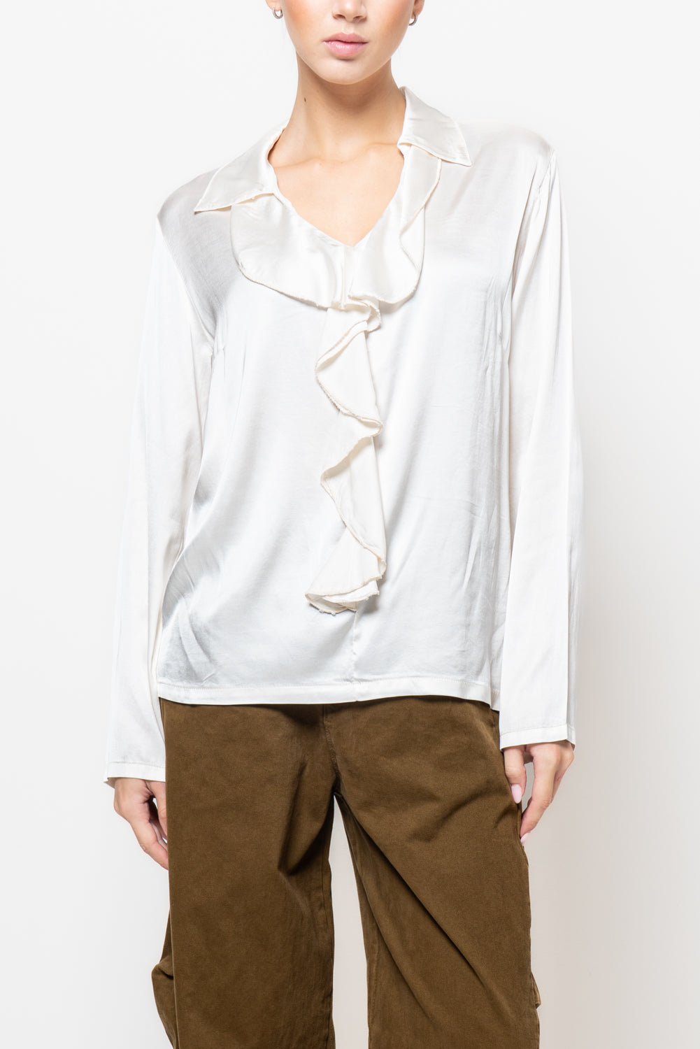 Camicia in satin con rouches