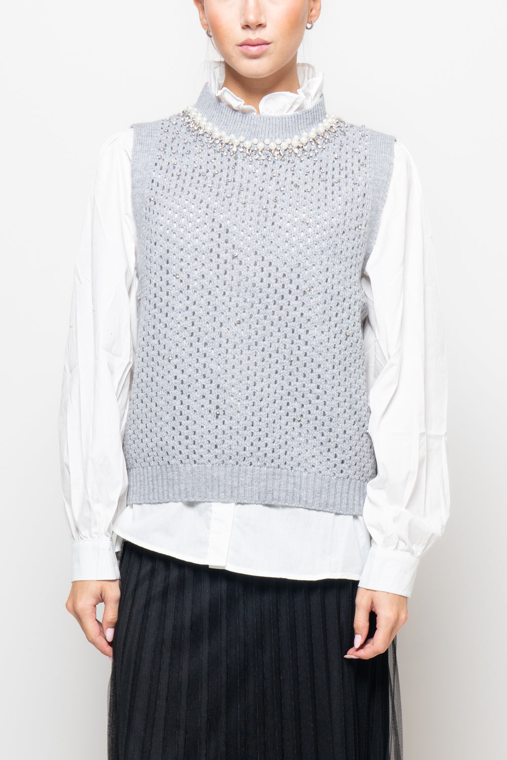 Camicia e gilet con strass