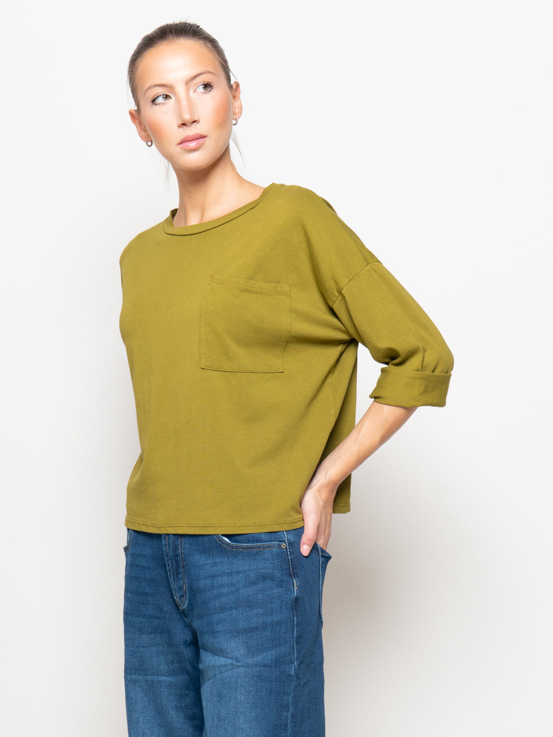 T shirt a manica lunga con tasca
