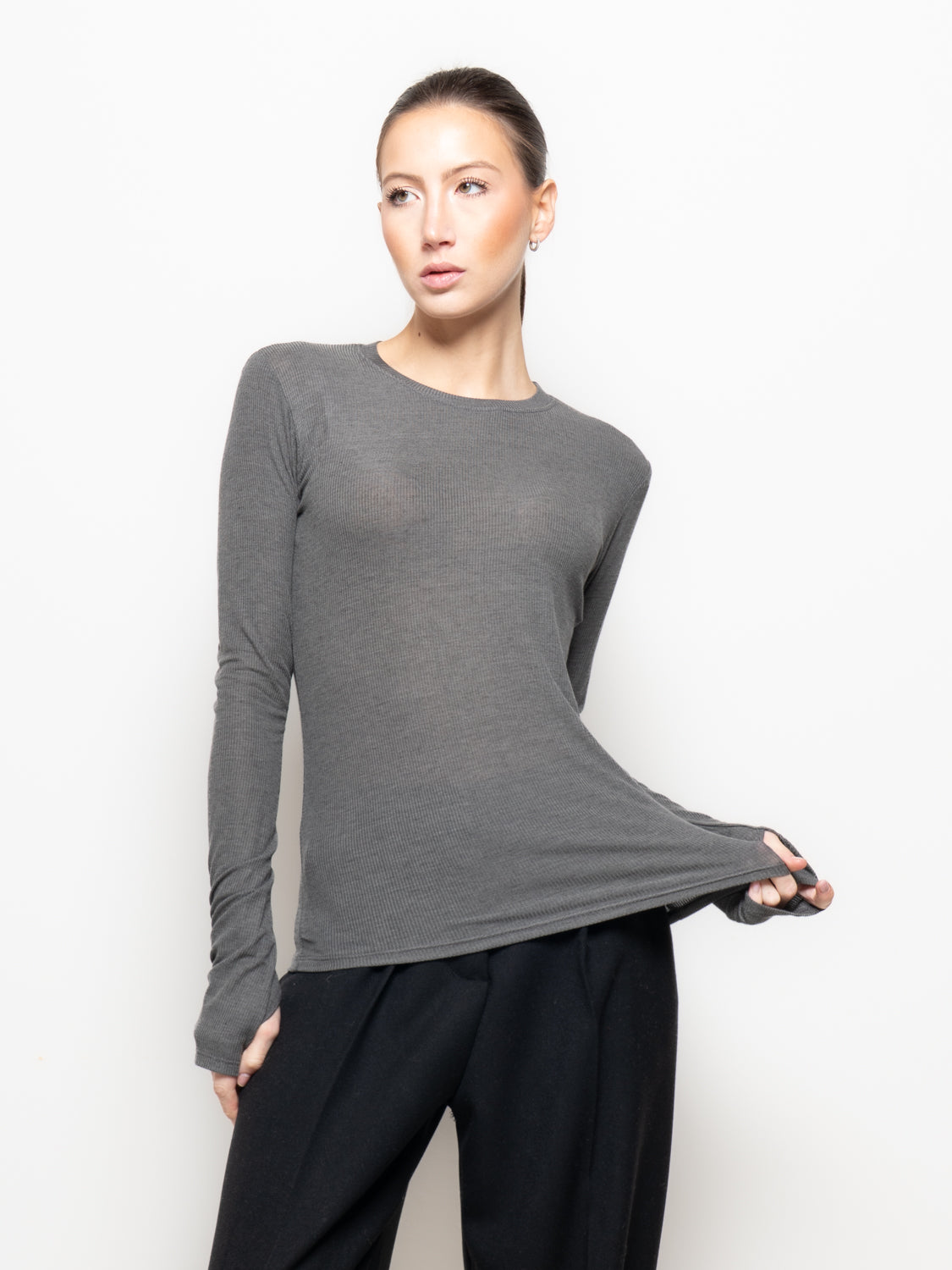 Maglia a costine con foro