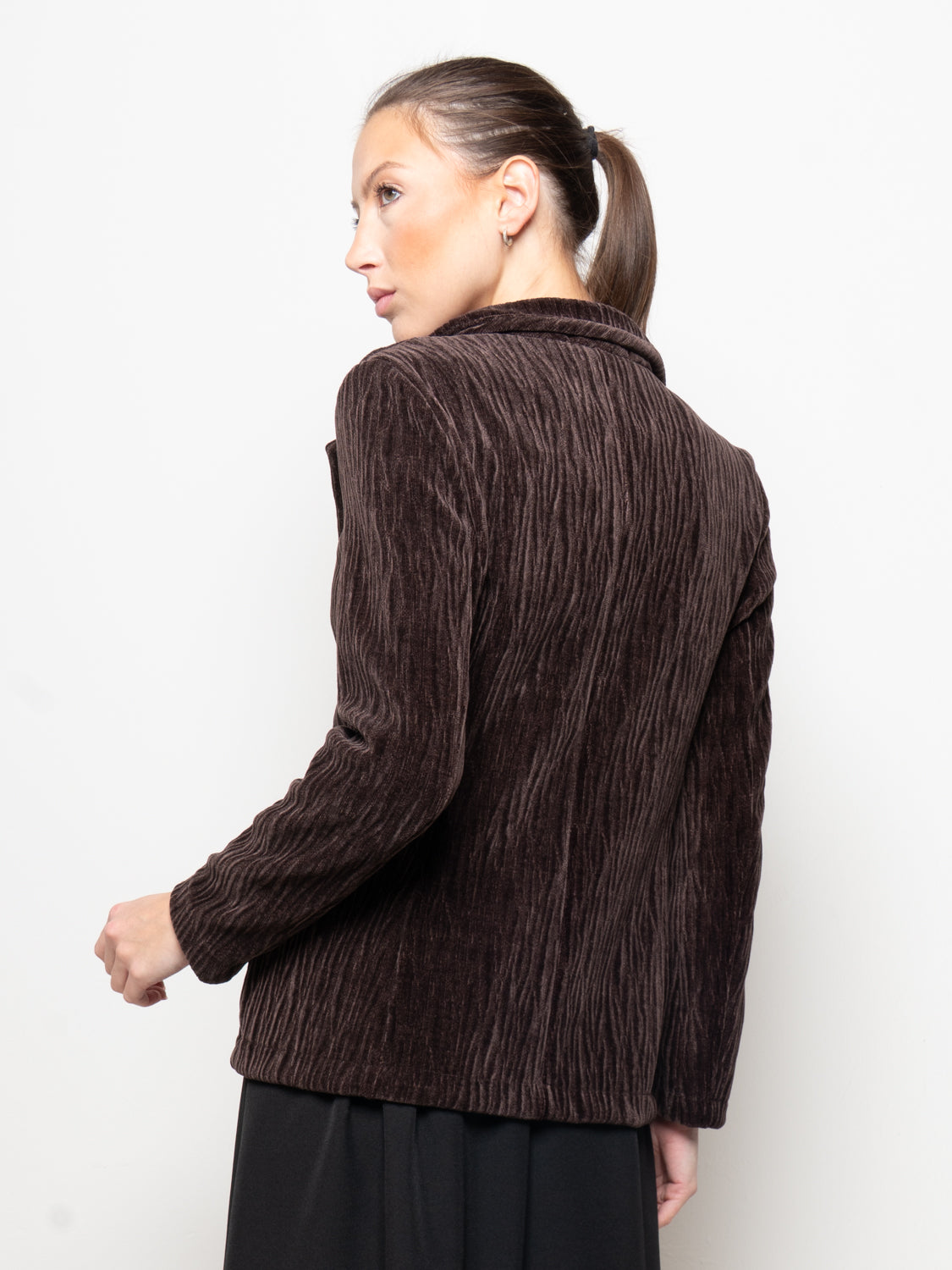 Blazer monopetto in velluto rigato
