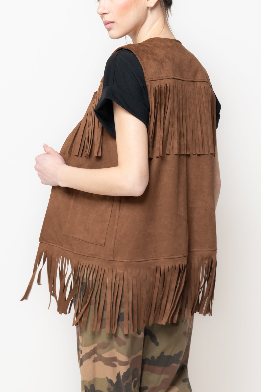 Gilet in Suede con Frange