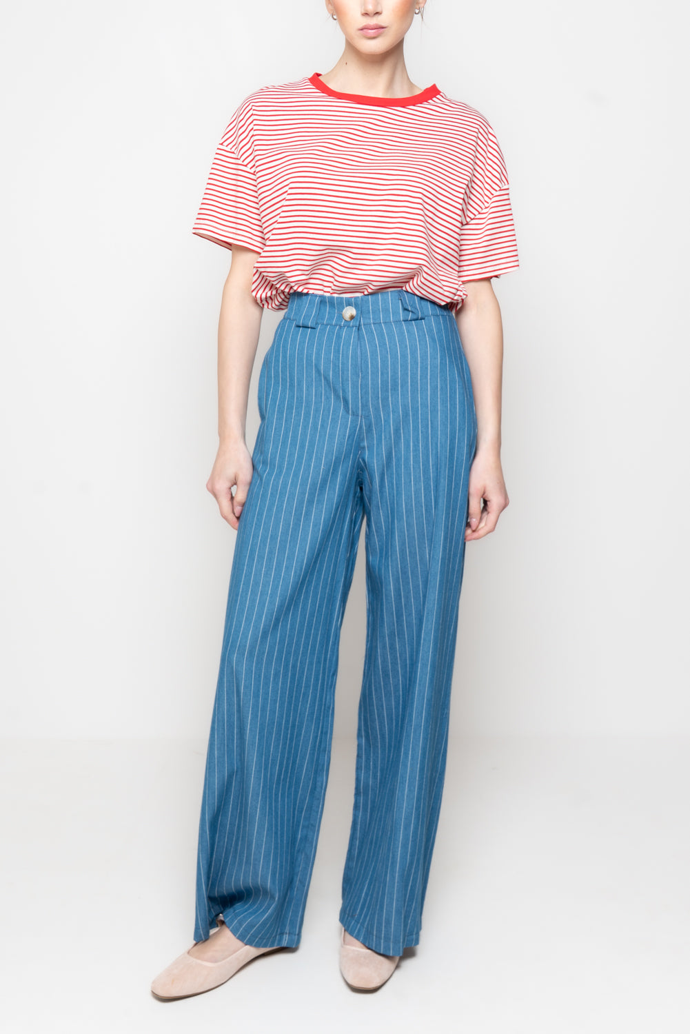 Pantaloni in tessuto gessato