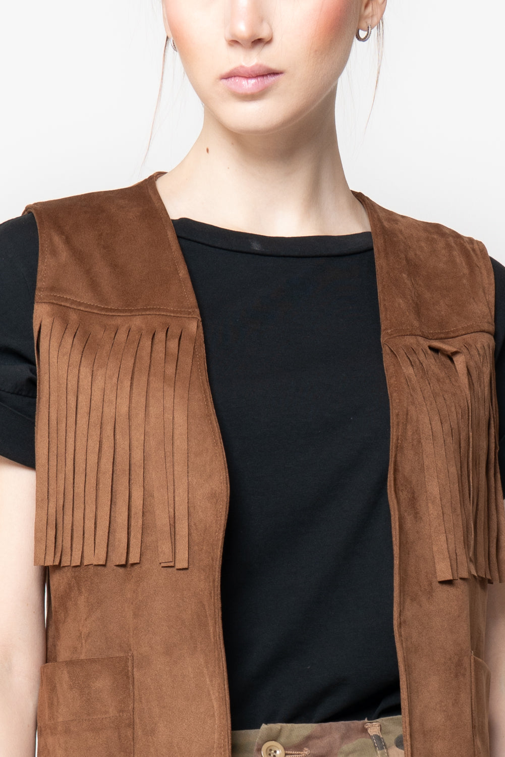 Gilet in Suede con Frange