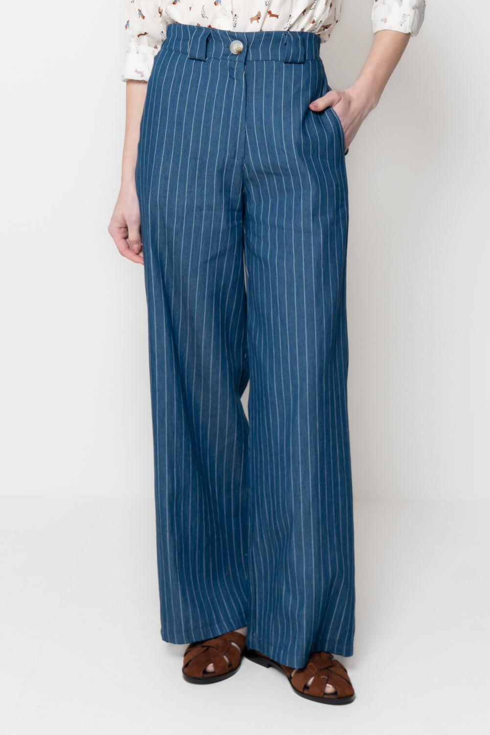 Pantaloni in tessuto gessato