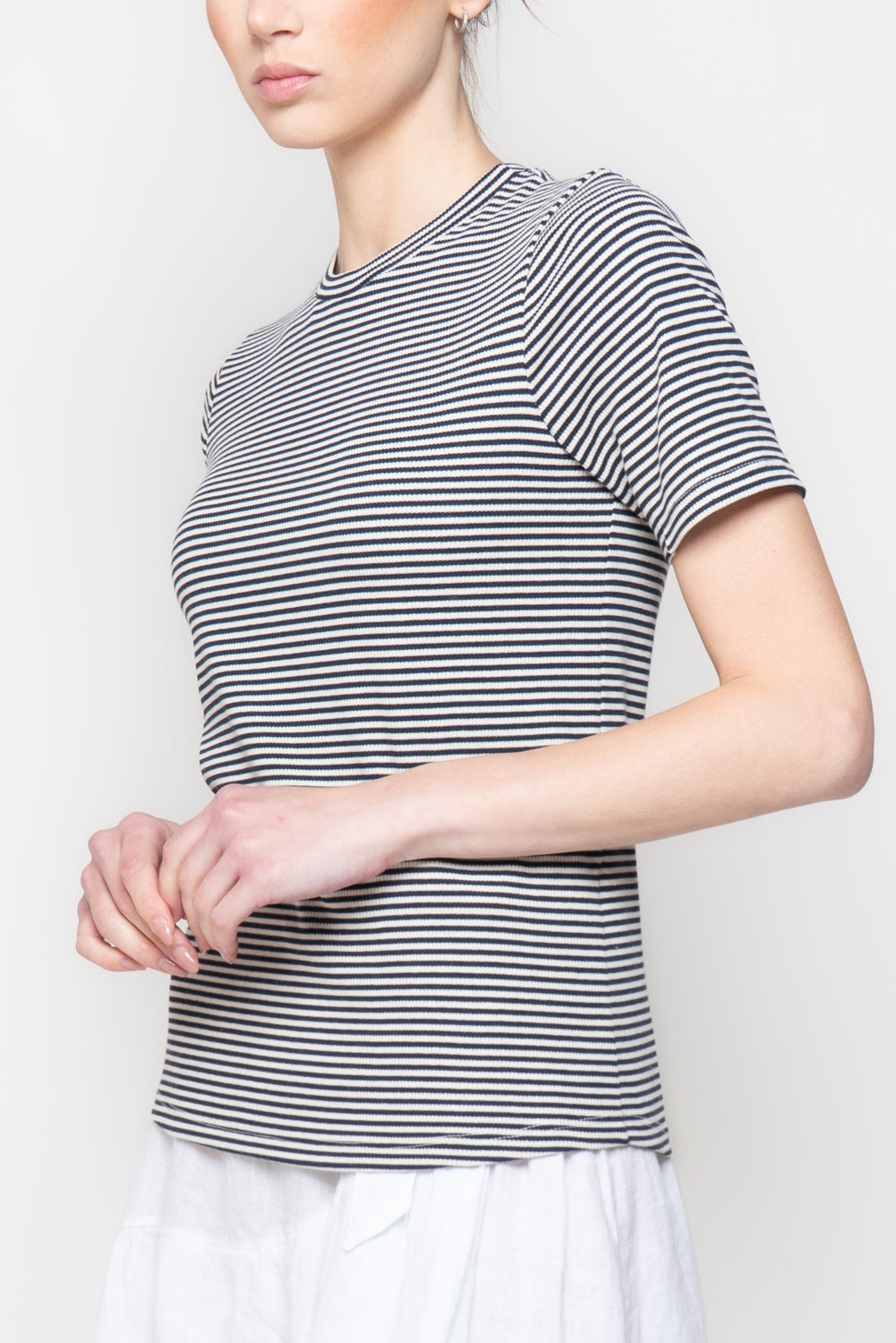 T-shirt Micro-Righe a Costine
