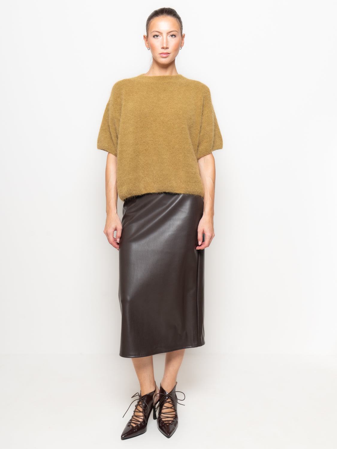Maglia in angora a manica corta