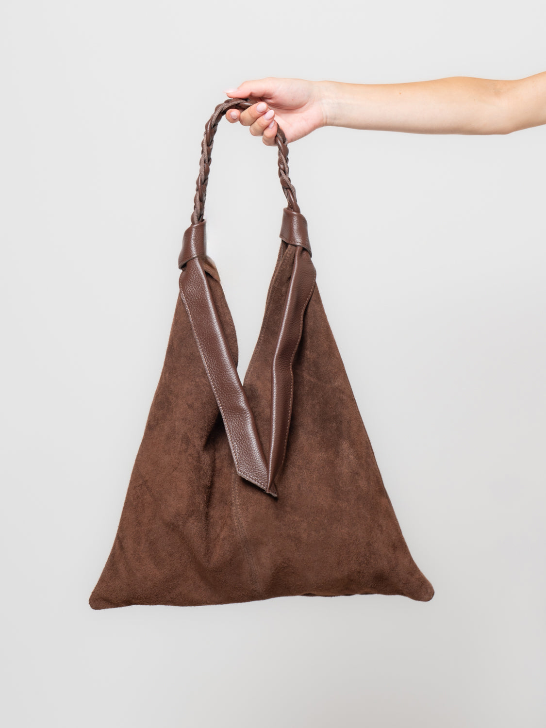 Borsa in pelle a spalla con manico a treccia