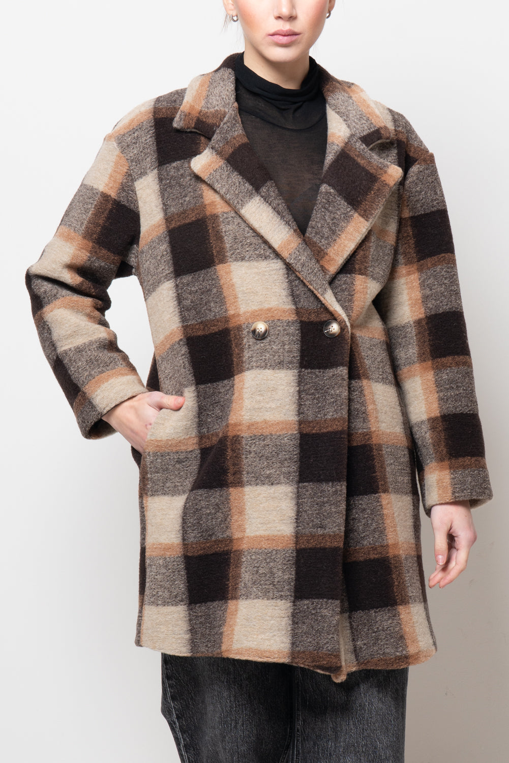 Cappotto doppiopetto a quadri