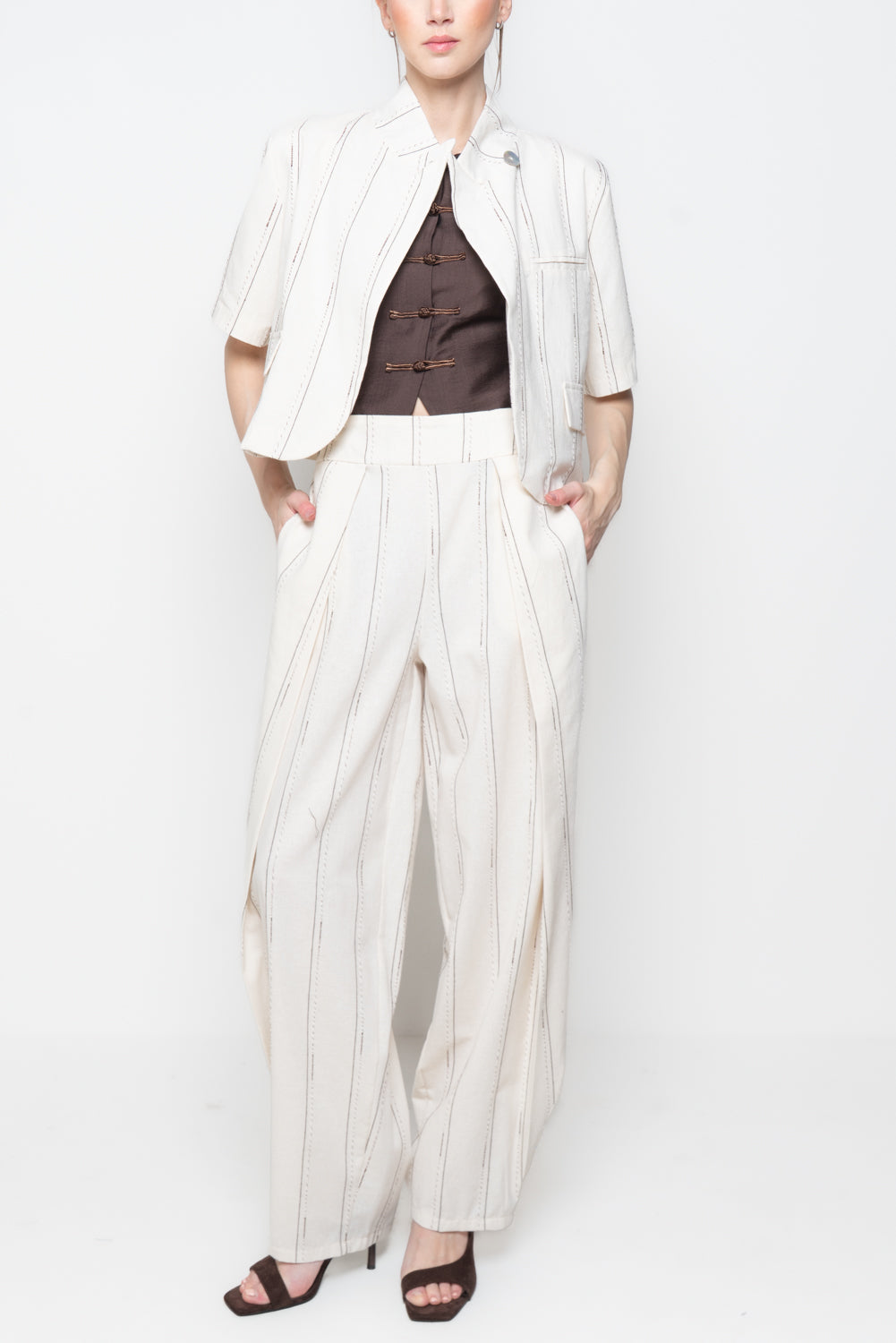 Pantalone baggy gessato