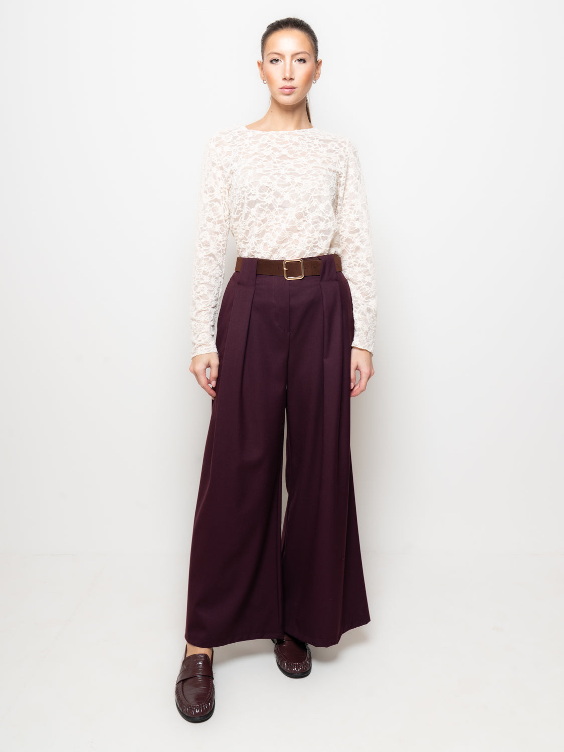 Pantalone palazzo con cintura