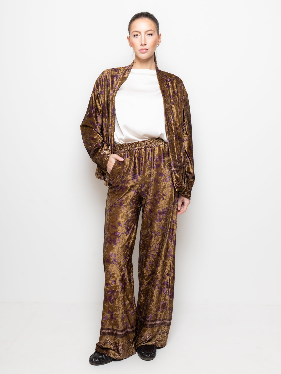 Blazer in velluto stampa floreale