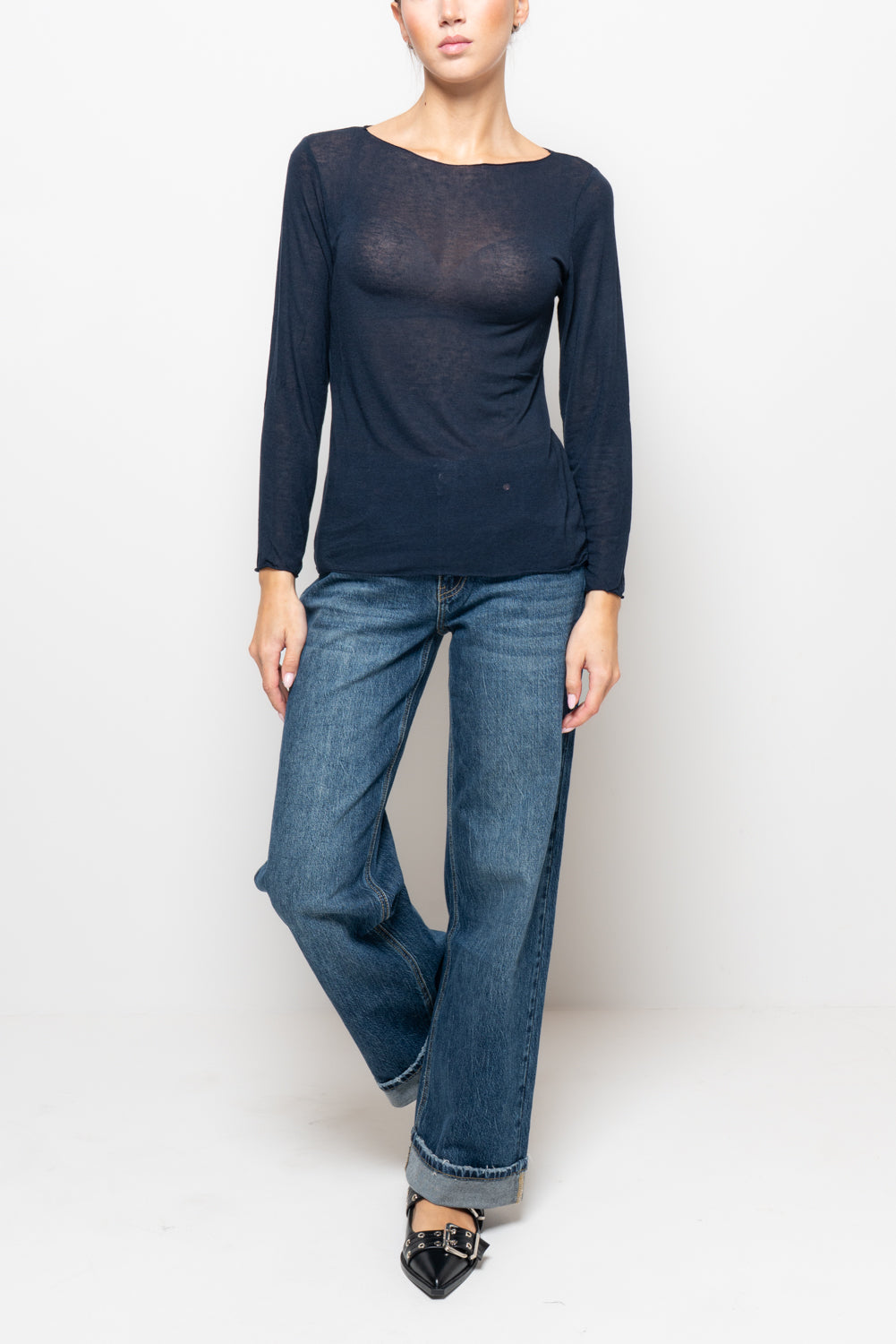 T shirt in misto cashmere