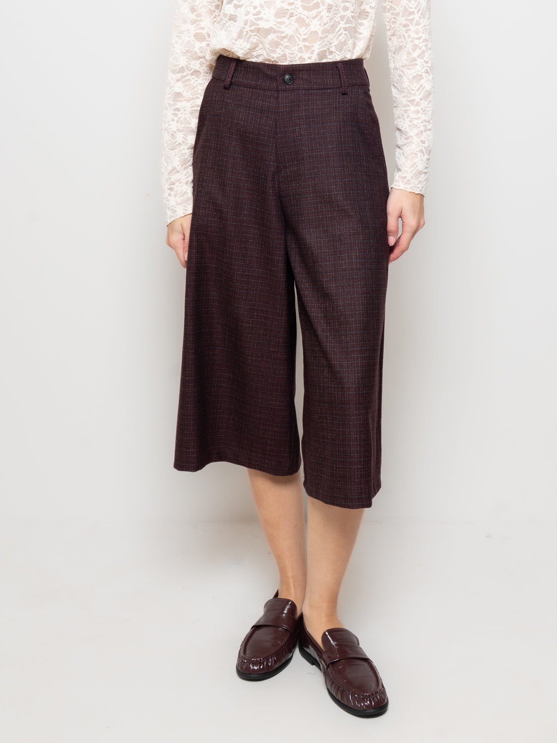 Pantalone culotte a vita alta