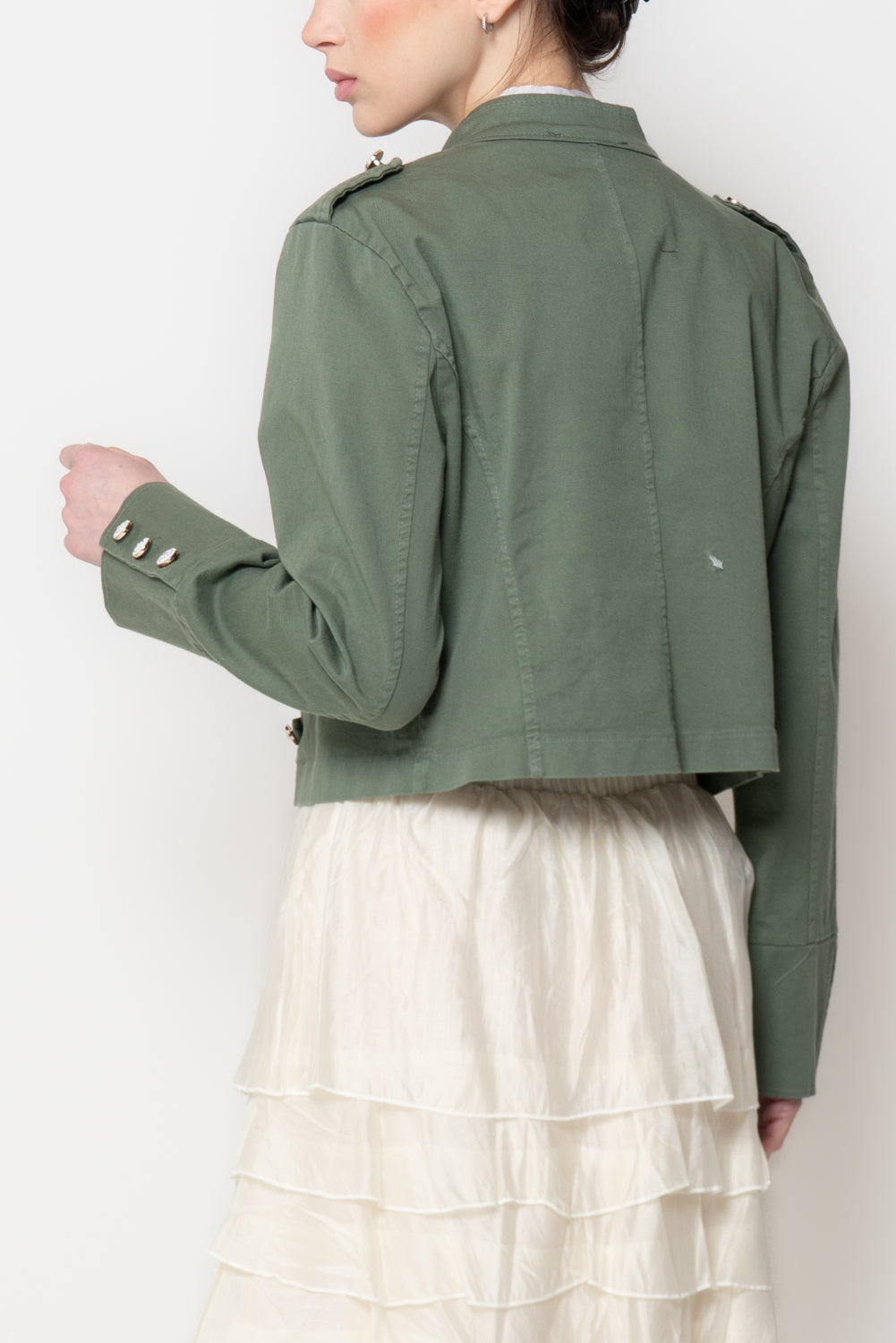 Giacca Corta Stile Militare con Bottoni