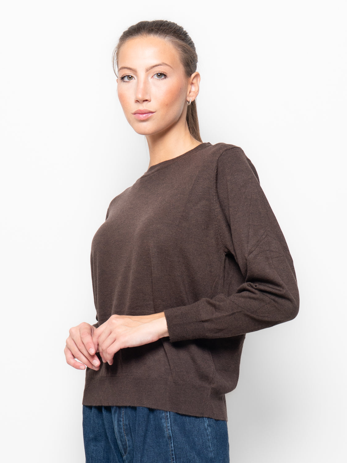 Maglione girocollo in misto cashmire