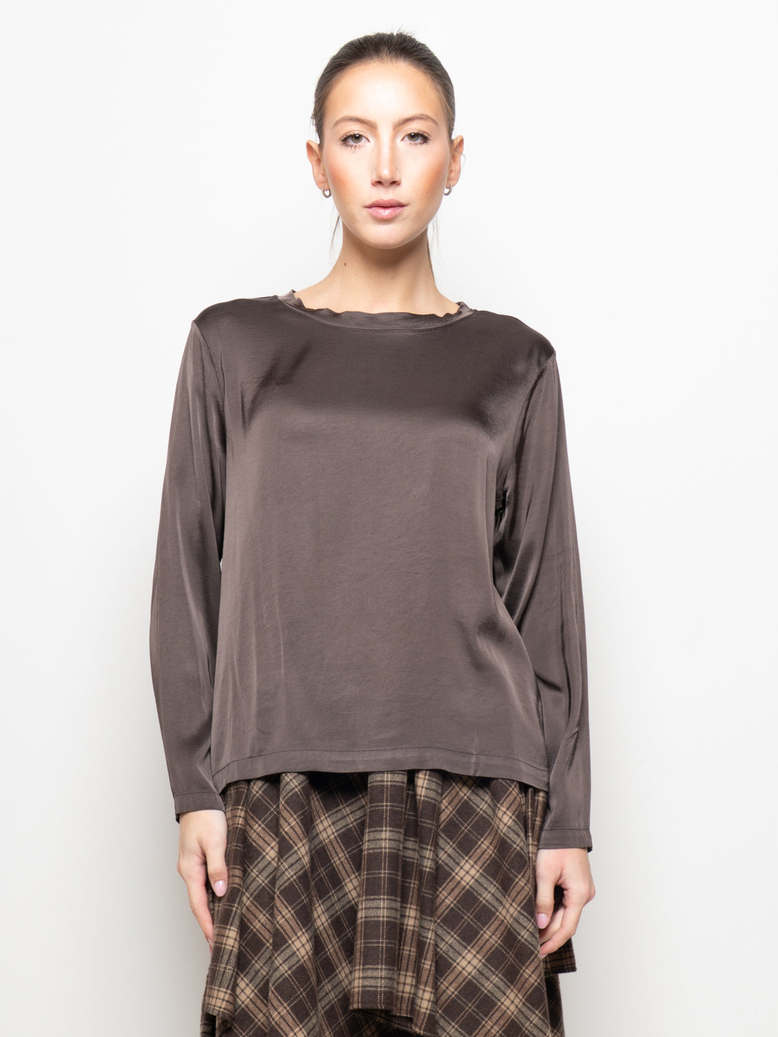 T-shirt maniche lunghe in satin