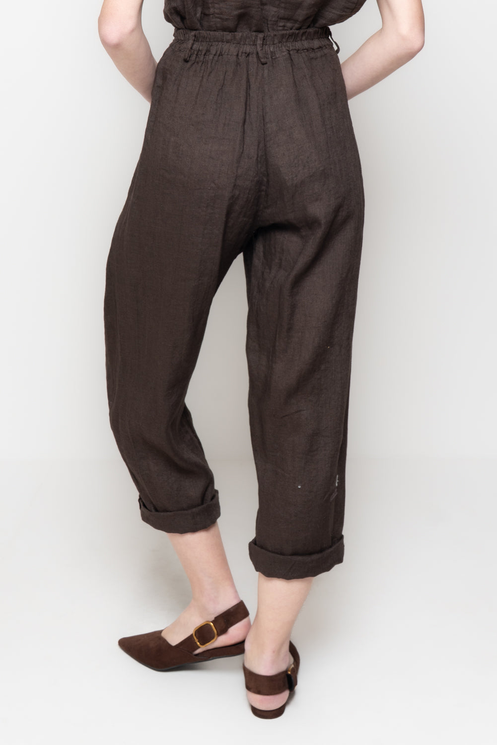 Pantaloni balloon in 100% Lino con Tasche
