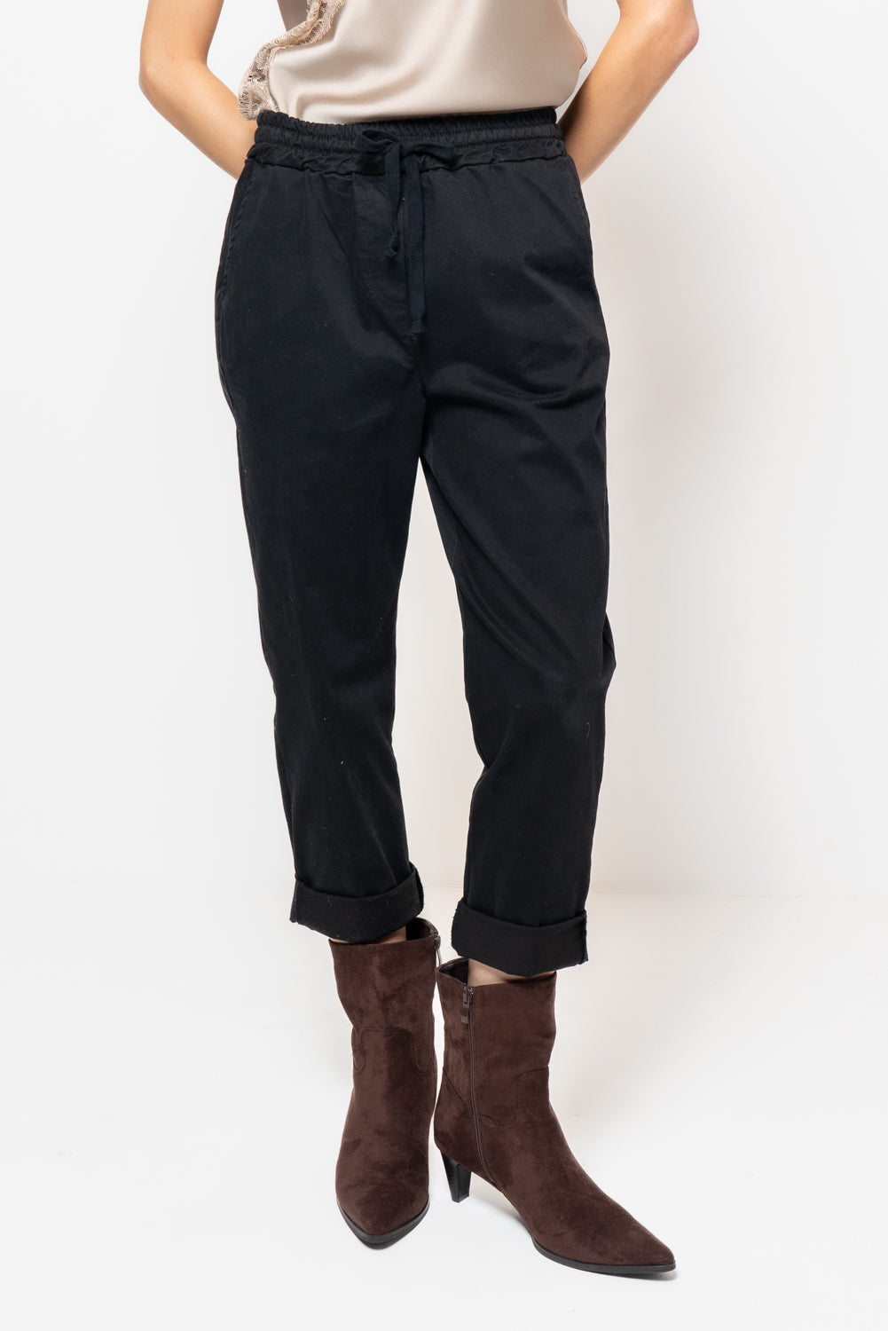 Pantalone baggy in gabardina
