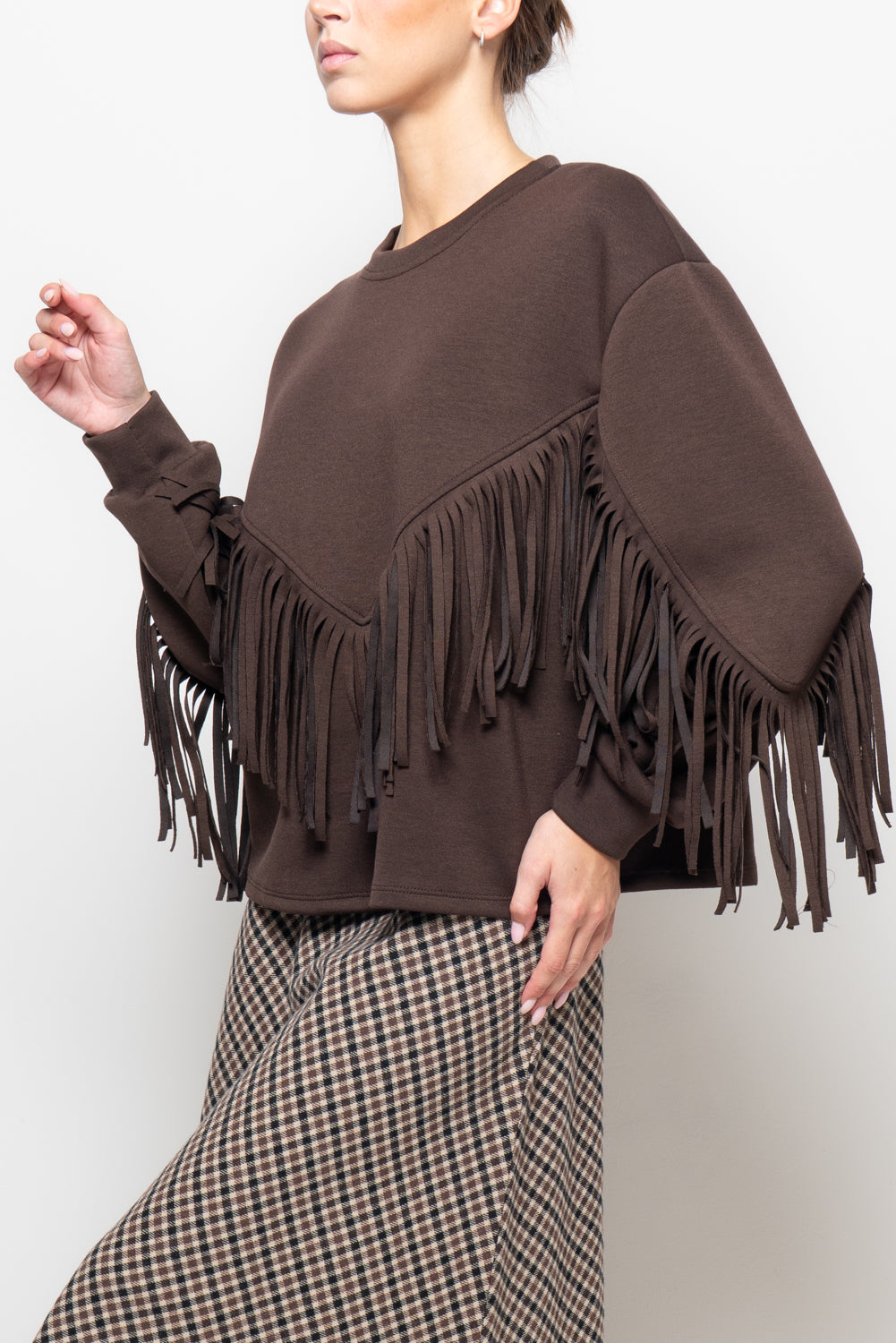 Felpa over con frange