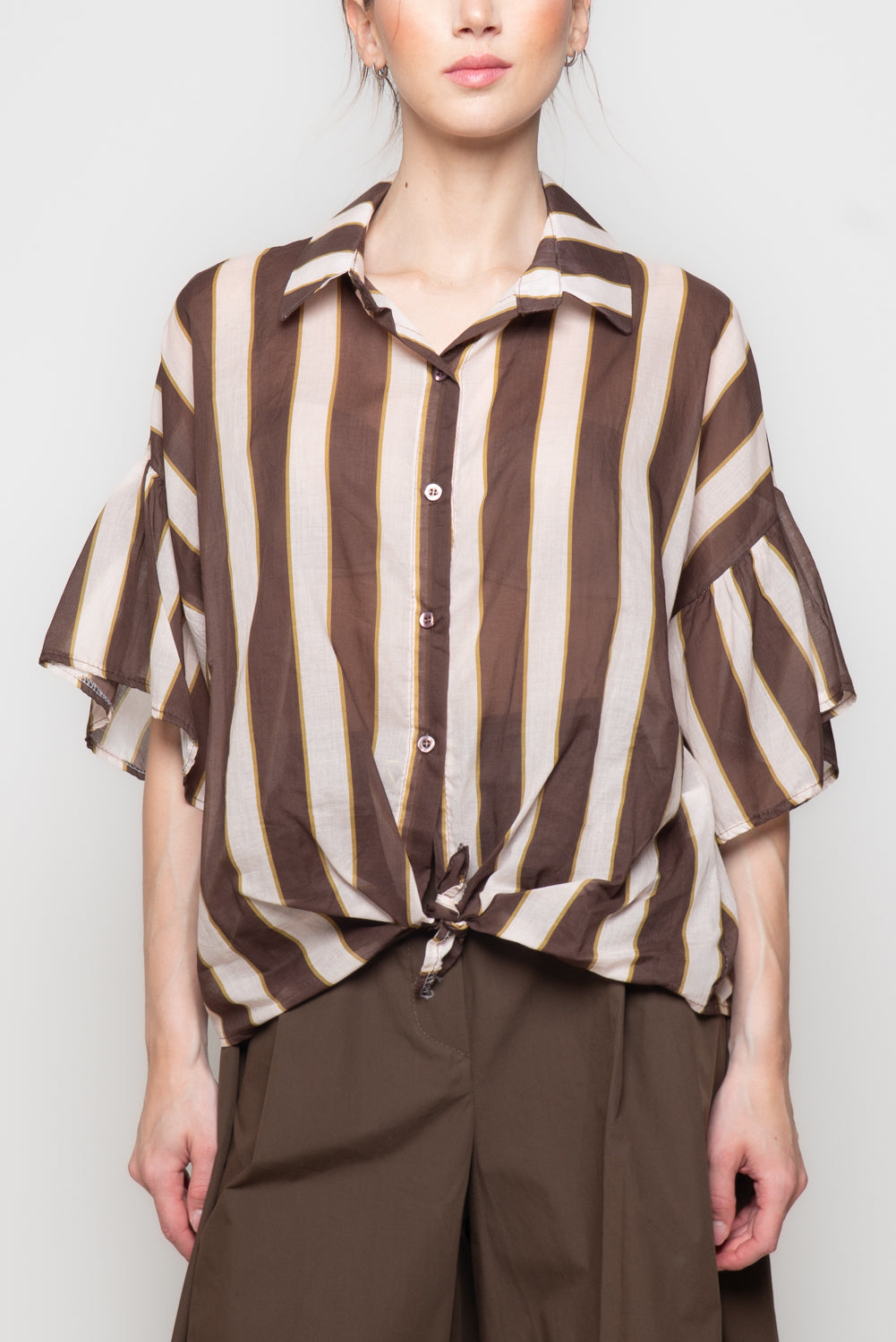 Camicia a Righe con manica Svasata