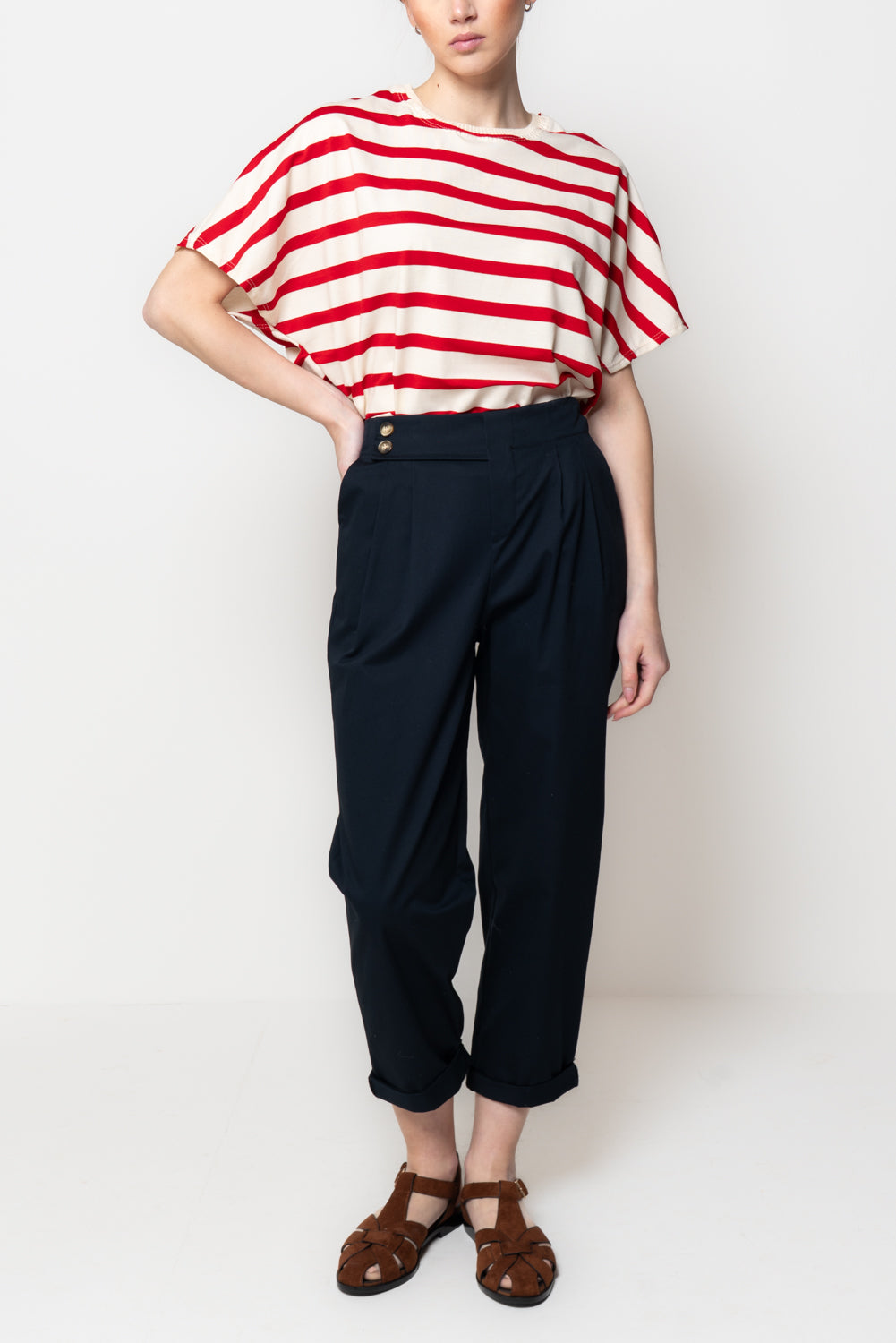 Pantalone in Cotone Due Bottoni