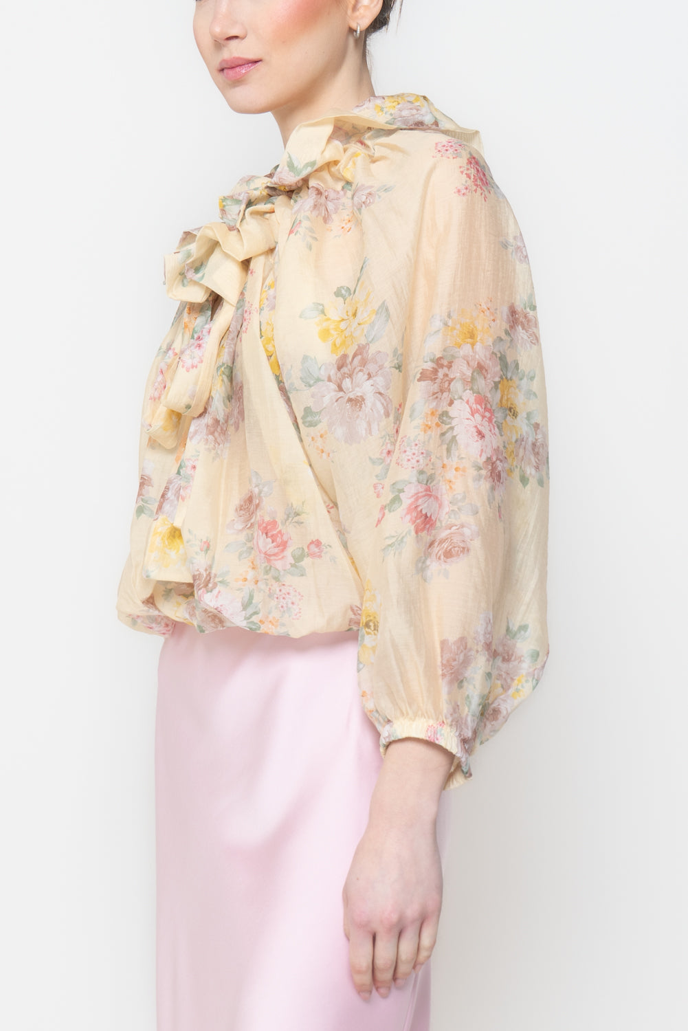 Blusa Floreale con Maxi Fiocco