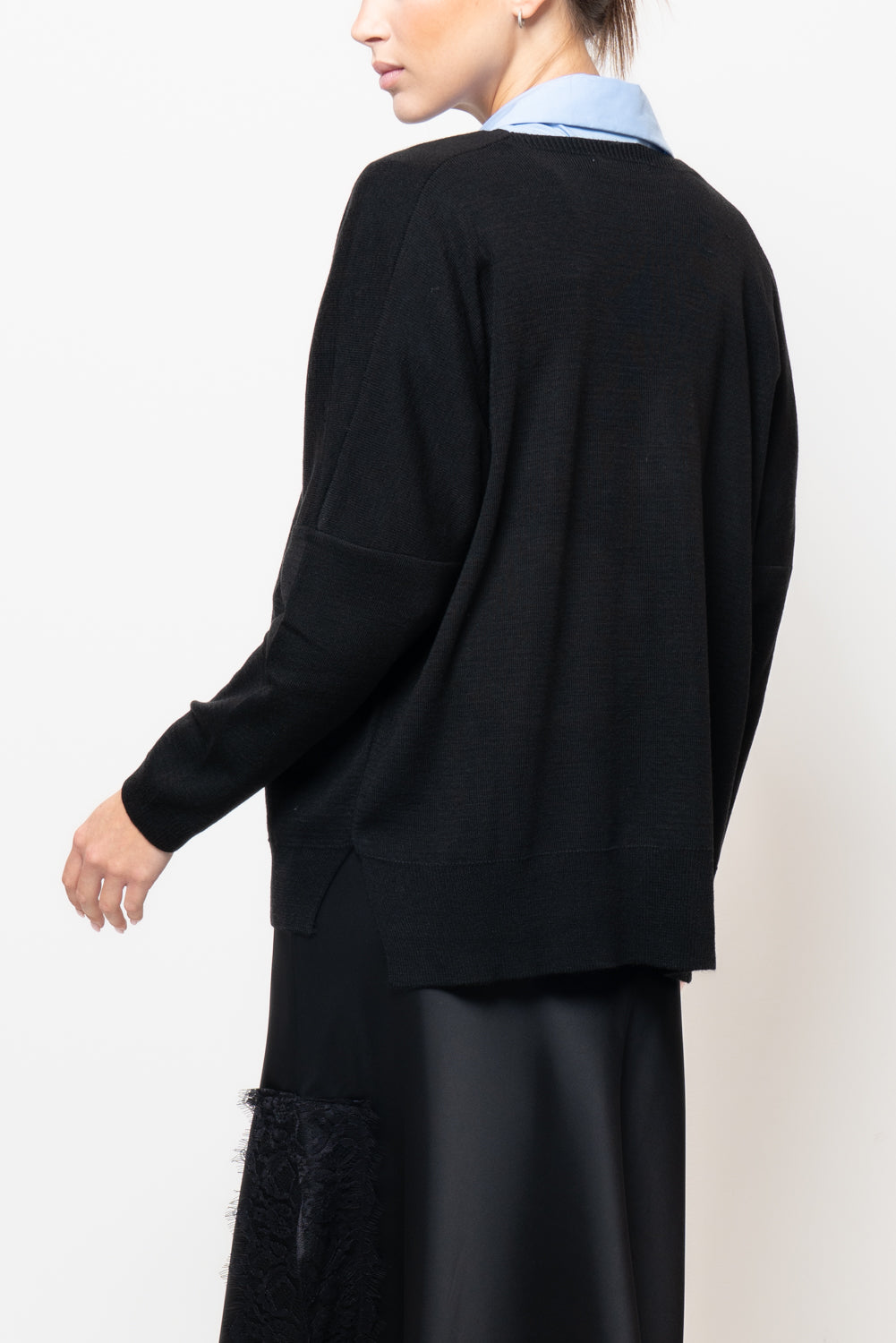 Cardigan in misto lana con spacchi