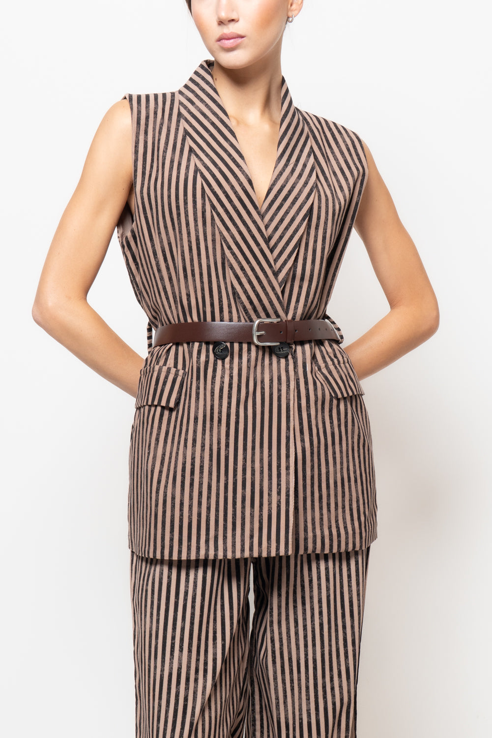 Gilet in fantasia rigata