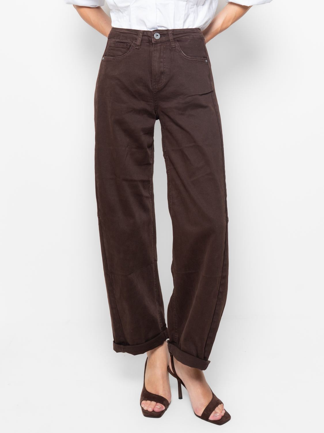 Pantalone barrel in cotone